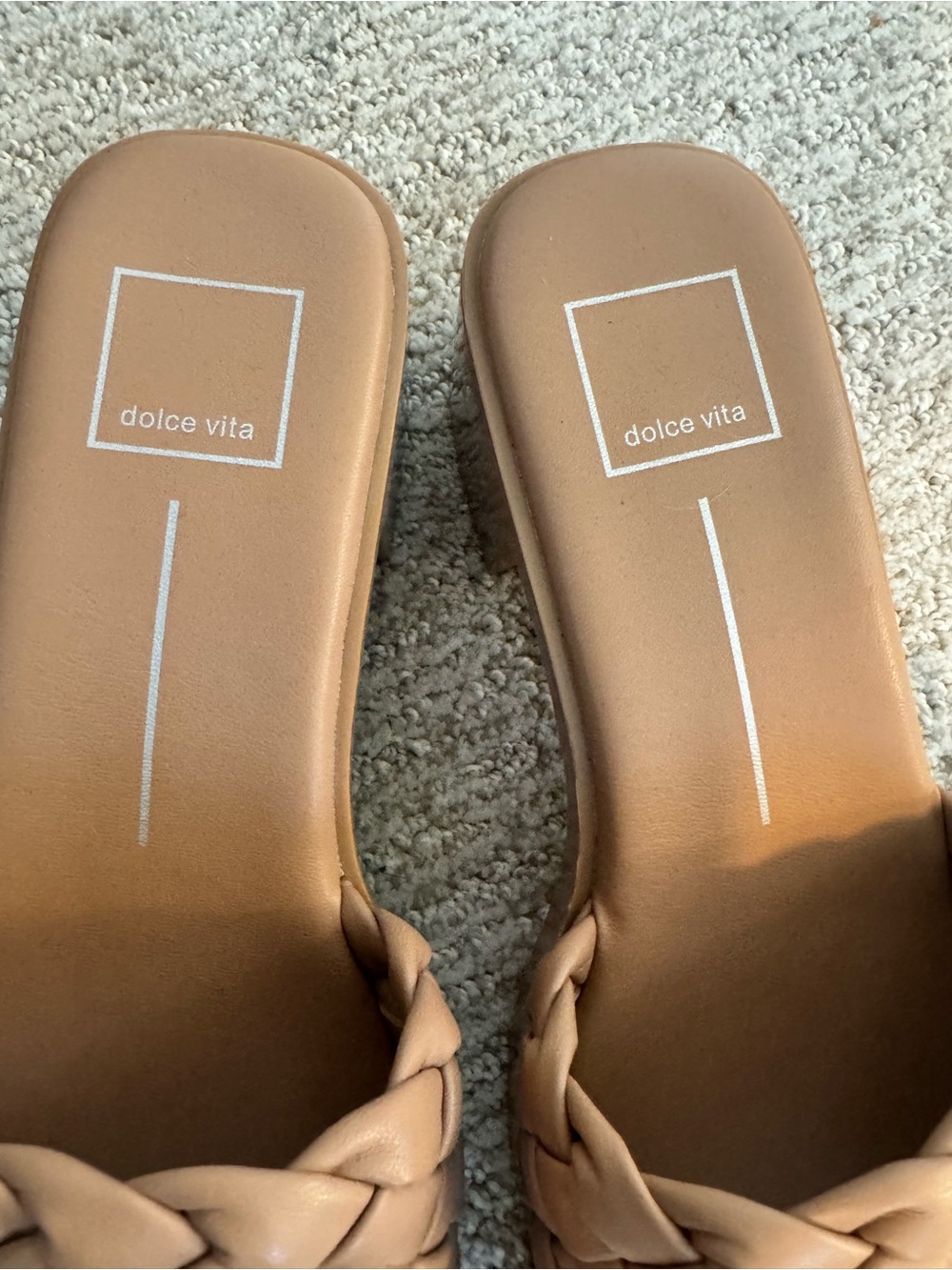 Dolce Vita Braided Tan Slide Mules - Picture 2 of 8